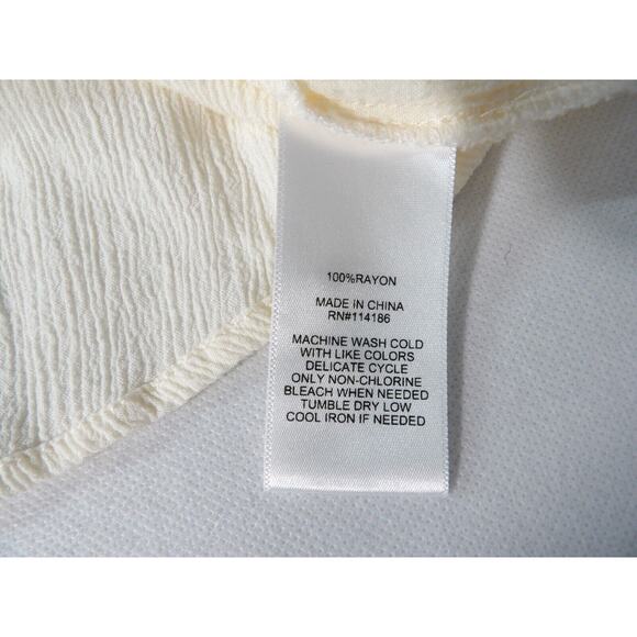 Frye & Co Top Shirt 1X White Gauzy Boho Peasant Ruffle Balloon Sleeve - Picture 7 of 12